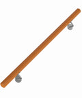 Heavy Duty Beech Wood Stair Handrail 100 Cm Super Grippy Round Safety Grab Bar with chrome mounts and smooth finish.