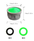 10 Pack Faucet Aerator Replacement Inserts With Rubber Washers M22 M24 showing dimensions and rubber washers