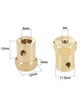 6mm Hex Brass Shaft Coupling Connector For RC Cars And Model Motors Four Pack, showing dimensions and M4 screw fitting.