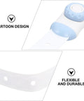 Three Pack White Refrigerator and Cabinet Lock Straps with cartoon design and flexible durable material detail