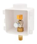 Premium White Gas Outlet Box With Three Quarter Inch Npt Threads And Recessed Shell featuring a yellow shut off valve view.