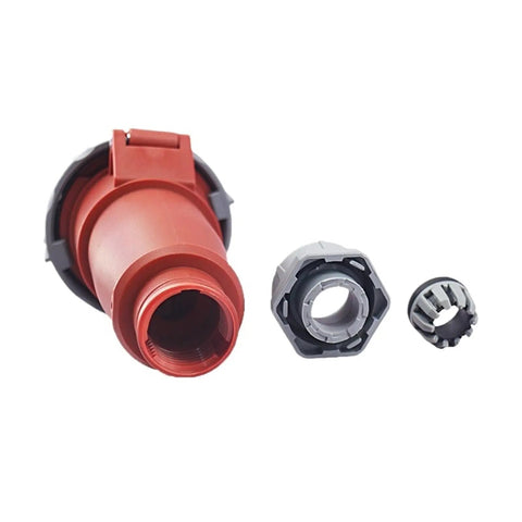 Beefy Industrial Plug Coupler IP67 Waterproof 32A 5 Core 380V Three Phase Connector JH2252 For Heavy Machinery And Control Cabinets Durable Rugged Power Linkup That Keeps Your Equipment Running Smooth, red industrial plug coupler with gray locking ring