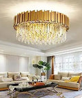 Modern Crystal Chandelier Ceiling Light With K9 Crystals In Gold Electroplated Finish Bright Sparkling Dining Room Fixture in living room