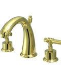Milano Widespread Lavatory Faucet With Metal Lever Handles Polished Brass Finish Solid Brass Construction No Drip Ceramic Disc Cartridge