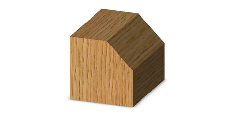Wooden block with a 45-degree chamfer cut, demonstrating the Carbide Tipped Chamfer Router Bit 45 Degree Bevel With Quarter Inch Shank Seven Sixteenths Cutting Length Five Sixteenths Cutting Height Durable Woodworking Cutter For Clean Edges.