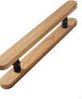 Front view of Wood Sliding Door Handle Pull With Round Pulls, Slick Wide Push Pull Entry Grab Bar For Indoor And Outdoor Doors