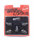 Five Beefy Locking Wheel Lug Nuts With Key For Aftermarket Wheels One Half Inch To Twenty Thread Closed End Bulge 1.65 Inch Long Black