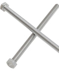 8 Piece Set M6x100mm Stainless Steel Mini Iron Flower Press Tool Kit screws, showing close-up of two stainless steel screws crossed