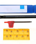 Pro Grade Carbide Inserts Set With S10K SCLCR06 Alloy Steel CNC Turning Tool Holder And Wrench All In One 10 Piece Finishing Kit