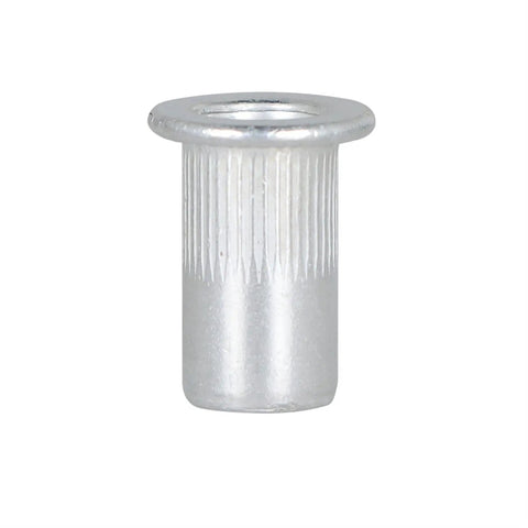 Aluminum Rivet Nuts Kit 100 Pcs 10-24 UNC Fasteners for Auto and DIY Projects, close-up of single threaded insert