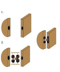 Installation diagram for 6 Pieces Hidden Hinges Set For Cabinets And Doors Built To Last With Plastic And Iron Construction Concealed Folding Hinges Brown Smooth Action Easy Install Furniture Hardware Replacement.