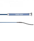 Blue Gel Handle Dressage Whip For Daily Schooling And Shows, 40 Inch, with a comfortable blue gel grip and silver cap and collar.