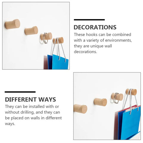 No Fuss Solid Wood Wall Hooks Holds Bags Hats And Coats Game Changer In Home Organization Multi Purpose Coat Rack and Towel Holder shown mounted with bags.