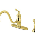 Heritage 8-Inch Centerset Kitchen Faucet With Single Handle And Brass Sprayer, Polished Brass Finish, Solid Brass Construction