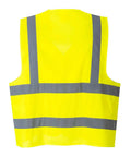 Back view of Straight Up Job Site Approved Flame Resistant High Visibility Safety Vest En Iso Certified Polyester Workwear.