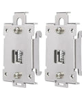 Two Pack 35mm DIN Rail Mount Clips For Solid State Relays Zinc Plated Iron Relay Brackets Rugged Guide Rail Holders For Easy Install In Control Cabinets And Industrial Electrical Panels, front view