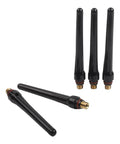 Dope 15 PCS Tig Back Cap Kit Fits Wp 17 18 26 Torch With Brass Bakelite Rubber Covers showing four black torch caps with brass connectors.