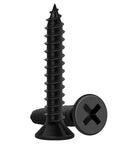 One Inch Wood Screws 130 Piece Set Self Tapping Flat Head Phillips Black Carbon Steel For Indoor Furniture And Woodworking