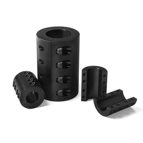 Rigid Shaft Coupling 1/4 To 1/4 Bore, 11/16 In OD, 1-1/8 In Length, Double Split Clamp, Black Oxide Finish, 45 Steel ASTM 1045