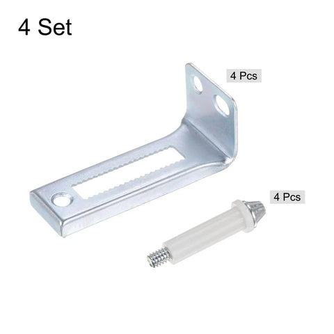 Four Pack Pro Grade Bifold Door Hardware Bottom Pivot Set With Support Metal Plate For Bi Fold Pocket Doors Includes Bottom Pivot And Bracket Fits Closet Doors From One Inch To One And Three Eighths Inches Thick Durable Replacement Kit