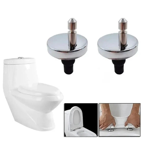 Toilet Seat Hinges 2 Pack Soft Close Top Fix Universal Fit Replacement For Most Toilets Quiet Install with visual guides and close-up.