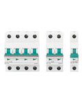 4P MCB Miniature Circuit Breaker With 1000V Voltage Rating And 6KA Fault Current Capacity Pick Your Amp From 6A To 63A in varying sizes.