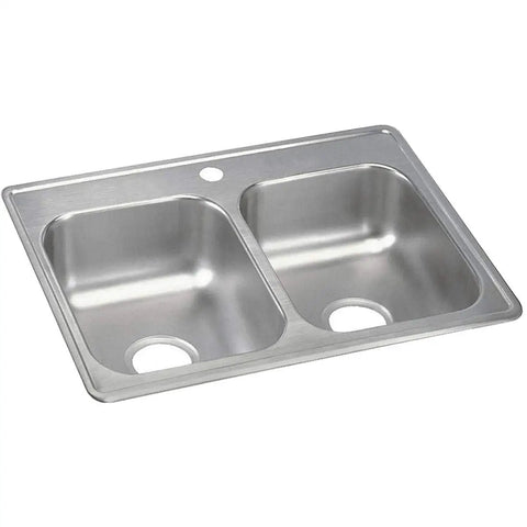 Dayton D225191 Equal Double Bowl Drop-In Stainless Steel Sink 25 By 19 By 6.25 Inch With 3.5 Inch Drain ADA Compliant When Properly Installed