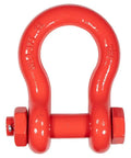 Built Like A Tank Heavy Duty One Point Five Inch Anchor Shackle Forged Carbon Steel Bolt Safety Pin showing red finish and threaded pin.