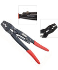 Hella Reliable Ratchet Wire Stripper And Terminal Crimping Tool For Network Data Cables Built Tough with red rubber grips.