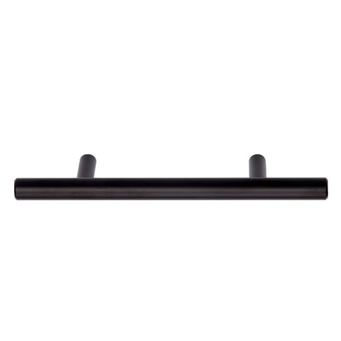 Euro Bar Cabinet Handle 3/8 Inch Diameter, 5.38 Inch Length, Flat Black Finish, 10 Pack Cabinet Pulls With 3 Inch Hole Center And 1.38 Inch Projection