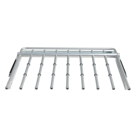 Seven Pair Pants Rack For Closets In Titanium Finish With Non Slip Grippers And Slick Ball Bearing Glide Holds Seven Pairs