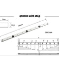 Diagram of Lightweight Aluminum T Track Slot And Miter Bar Slider For Table Saw 6061 Aluminum Precision Guide Rail 450mm with dimensions