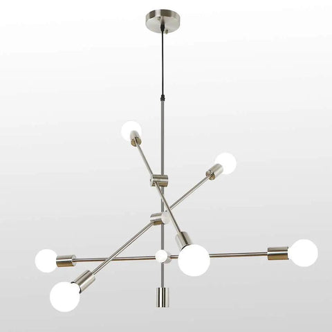 Brushed Nickel 6 Light Dope Sputnik Chandelier For Dining Room Kitchen Island Modern Industrial Pendant Light With Adjustable Arms
