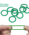 270 Pcs O Ring Kit With 18 Size Assortment High Temperature Buna N Rubber Gaskets shown in green, elastic demonstration.