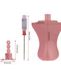 Deluxe Knitting Machine Accessory Set with round loom attachments, including pink wire holders and wool needles for home crafting.