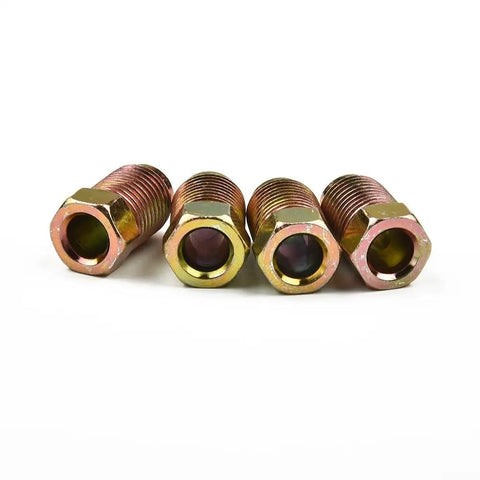 Heavy Duty Brake Line Fittings Kit Two-Way Female Connectors With Four M10 X 1 Nuts For 3/16 Inch Brake Line, Steel Union Adapters Four Nuts