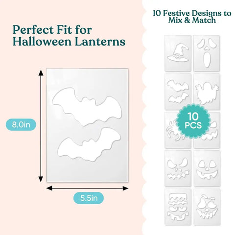 Top Tier 10 Pack Halloween Acrylic Router Template Kit Features Killer Ghost Bat Spider And Witch Hat Patterns. 8x5.5 inch bat stencil.