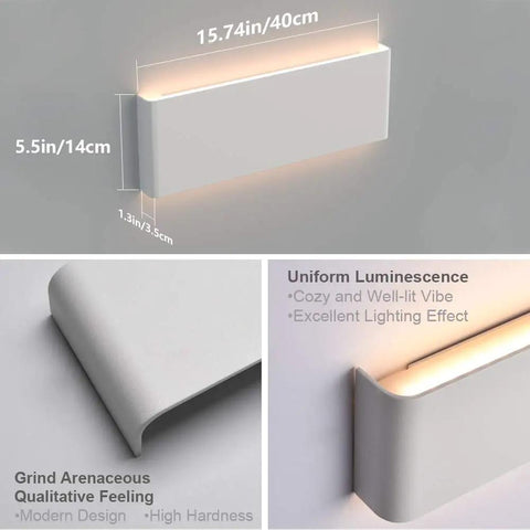 Dimensions and features of Matte White Up And Down LED Vanity Light For Bathroom Wall Mount 15.75 Inch Modern Fixture
