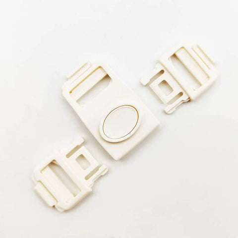 20Pcs 1 Inch T Shaped Three Way Buckle Center Quick Release Buckles Plastic POM No Sewing Replacement For Seat Belts Chairs Carriages Strollers And Safety Straps Durable Tear Resistant Adjustable In 3 Directions displayed on white background.