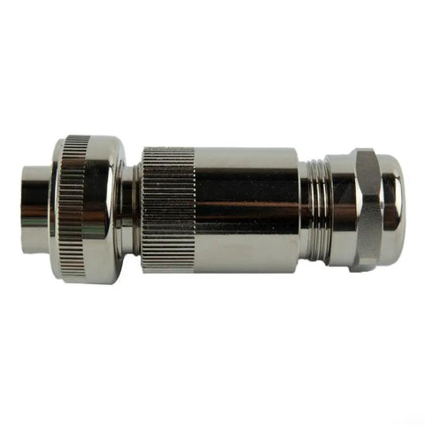 Tough As Nails Heavy Duty Seven Pin Connector For Proportional And Hydraulic Valves Full Metal Quick Connect, side view with metal finish.