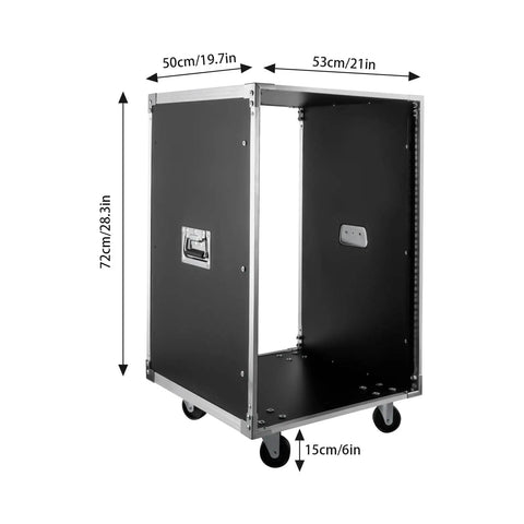 Rock Solid 16U Portable Rolling Network Rack Studio Server Cabinet With Built Handles Smooth Swivel Casters Fire Resistant PVC Surface Tough As Nails For It Av Gear Computer Setup