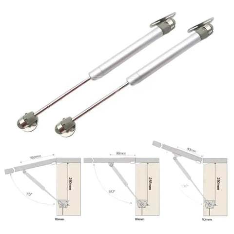 Two Pack Cabinet Door Lift Pneumatic Gas Spring Supports with adjustable 20 60 100 150 N, quick-install for kitchen cabinets.