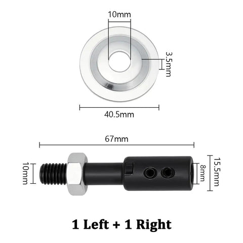 Two Pack Shaft Arbor Extender Kit For Bench Grinders Heavy Duty Steel Spindle Adapters measurements diagram.