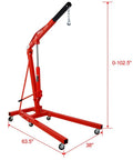 Heavy Duty Beast 2 Ton Folding Engine Hoist Cherry Picker Shop Crane Lift With Rock Solid Steel Frame, height 0-102.5 inches.
