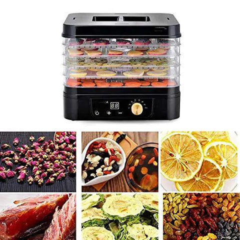 Heavy Duty Five Tier Electric Food Dehydrator With Bright Digital Screen And Temperature Control Timer for drying fruits and veggies.