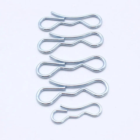 Rock Solid 5 Piece Alloy Steel Cotter Pins in silver, designed for tough industrial work to secure bolts reliably.