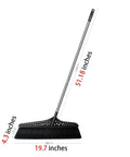 Heavy Duty Outdoor Angle Broom With 20 Inch Wide Base And 51 Inch Extended Handle Sweeper featuring stiff bristles and dimensions.
