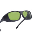 Black 800-1100 Nanometer Laser Safety Goggles With OD 5 Plus Protection, featuring green lenses for diode lasers, NdYAG use.