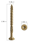 Size Ten Deck Screws 2 And 1 Quarter Inch Exterior Wood Screws, rust-resistant bronze finish, T25 star bit, serrated threads