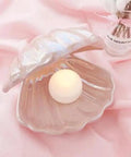 Japanese Style Ceramic Shell Pearl Night Light With Color Changing LED Pearl Glow Mermaid Shell Night Lamp For Bedside And Home Decor Cozy Ambient Lighting Perfect Xmas Gift White.